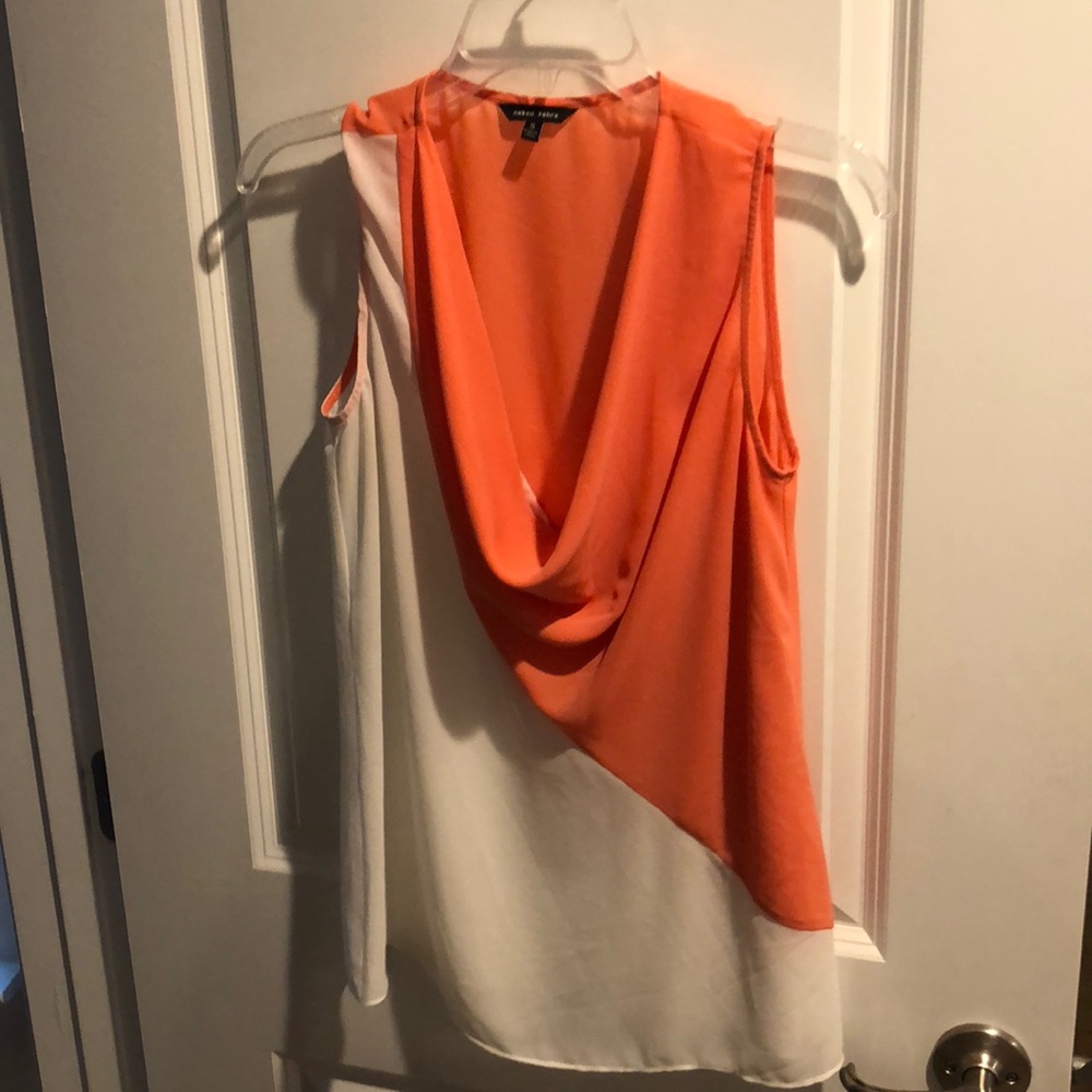 White and coral blouse